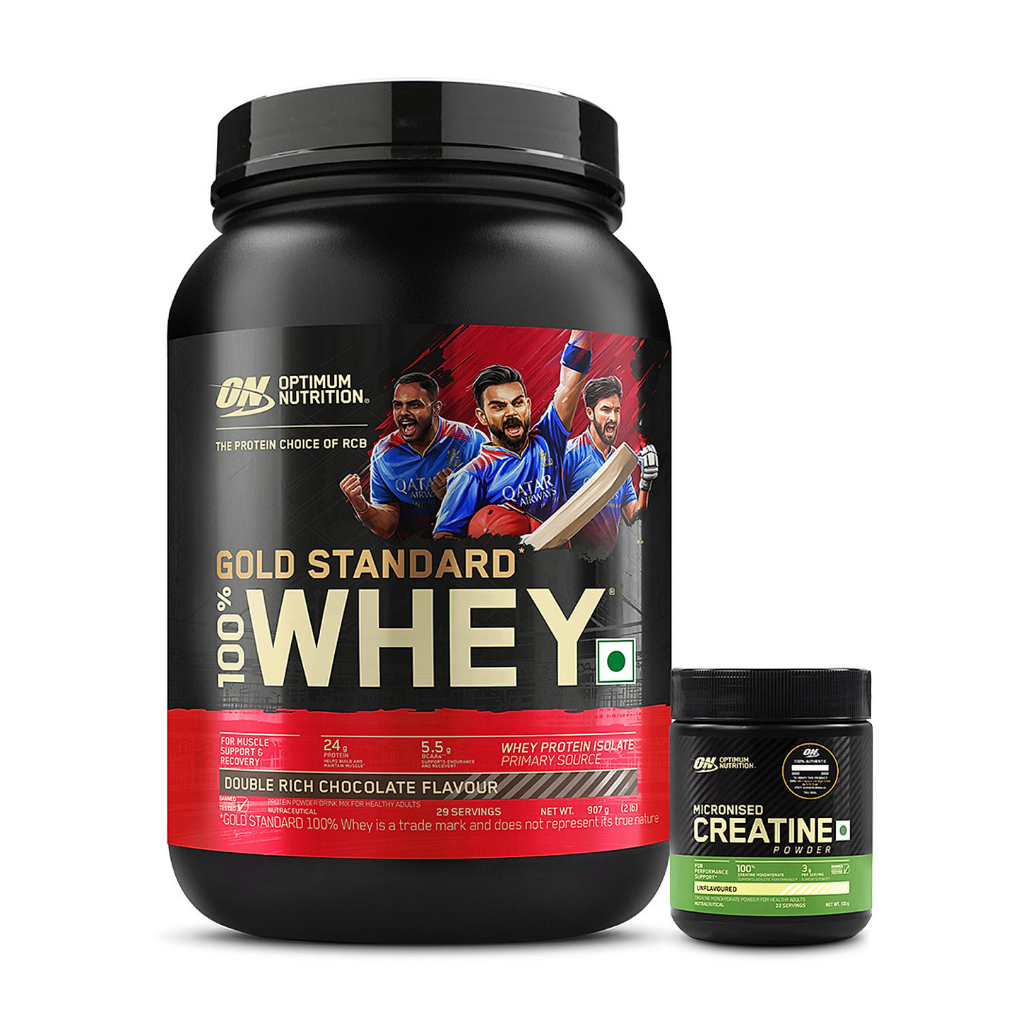 Gold Standard 100% Whey Protein Powder | Double Rich Chocolate | 2 lbs and Micronized Creatine Powder | Unflavoured|100 g Gold Standard 100% Whey Protein Powder | Double Rich Chocolate | 2 lbs and Micronized Creatine Powder | Unflavoured|100 g