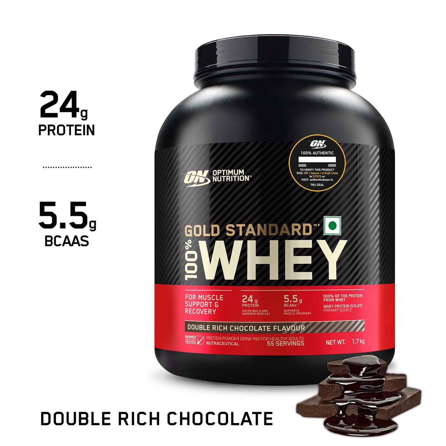 Ultimate Gainer Combo - Gold Standard 100% Whey Protein Powder | Double Rich Chocolate | 1.7 kg + Micronized Creatine Powder | Unflavoured|100 g + Zinc Magnesium Aspartate (ZMA) - 60 Capsules + FREE Gallon Bottle