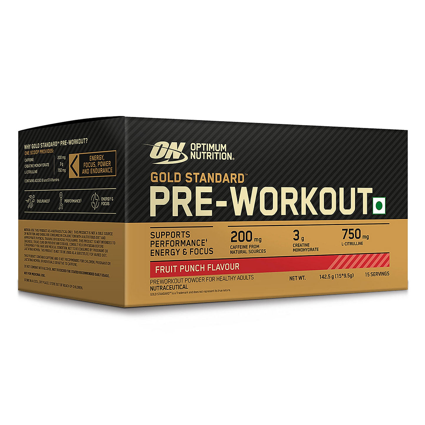 Optimum Nutrition (ON) Gold Standard Pre-Workout- 142.5g/15 single serve packs (Fruit Punch Flavor), For Energy, Focus, Power, Endurance & Performance Optimum Nutrition (ON) Gold Standard Pre-Workout- 142.5g/15 single serve packs (Fruit Punch Flavor), For Energy, Focus, Power, Endurance & Performance