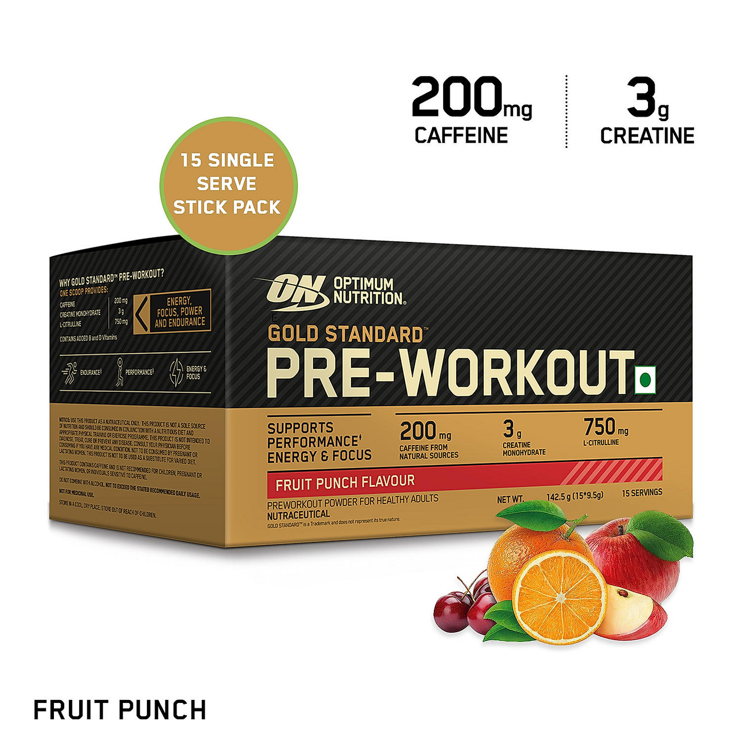 Optimum Nutrition (ON) Gold Standard Pre-Workout- 142.5g/15 single serve packs (Fruit Punch Flavor), For Energy, Focus, Power, Endurance & Performance Optimum Nutrition (ON) Gold Standard Pre-Workout- 142.5g/15 single serve packs (Fruit Punch Flavor), For Energy, Focus, Power, Endurance & Performance