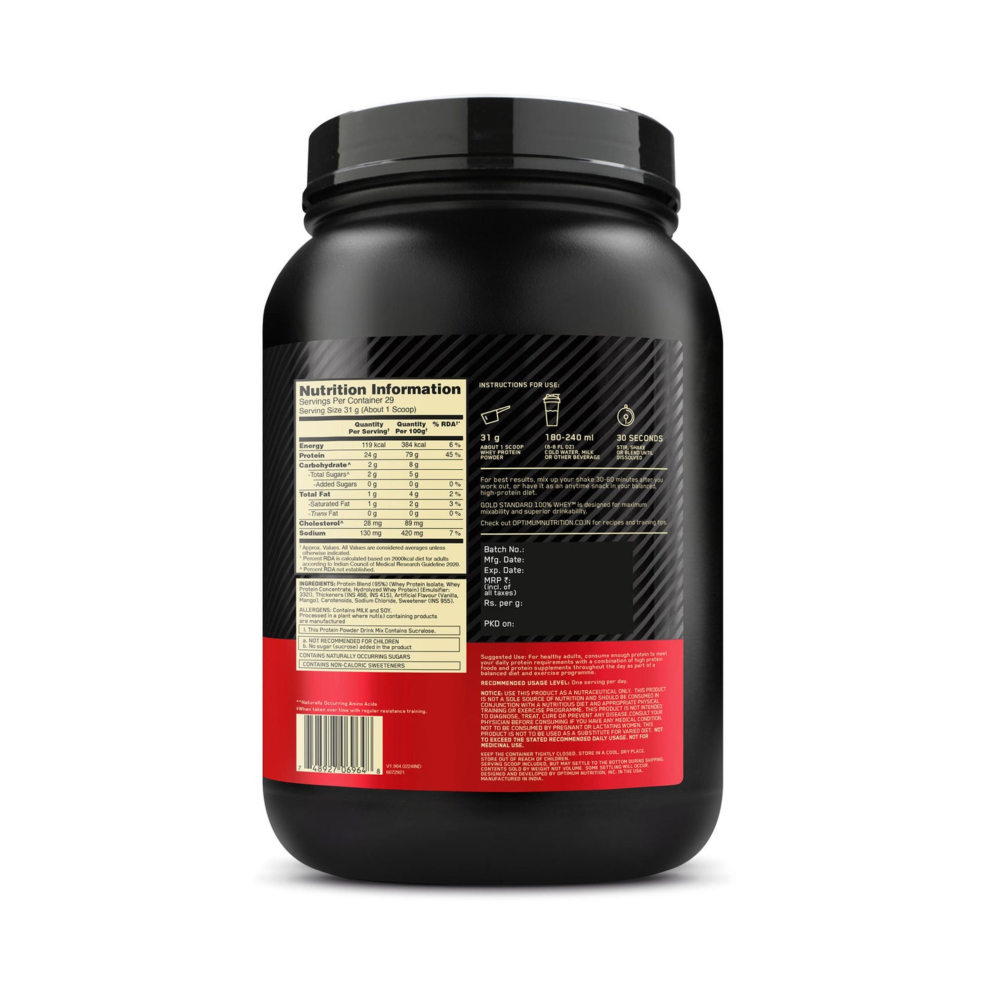 Limited Edition Optimum Nutrition (ON) Gold Standard 100% Whey Protein Powder 2 lb, 907g (Alphonso Mango) Limited Edition Optimum Nutrition (ON) Gold Standard 100% Whey Protein Powder 2 lb, 907g (Alphonso Mango)