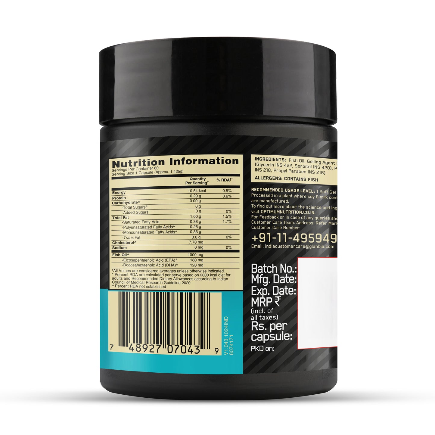 Optimum Nutrition (ON) Fish Oil - 60 Capsules, 1000 mg Fish Oil, 180 mg EPA, 120mg DHA Optimum Nutrition (ON) Fish Oil - 60 Capsules, 1000 mg Fish Oil, 180 mg EPA, 120mg DHA