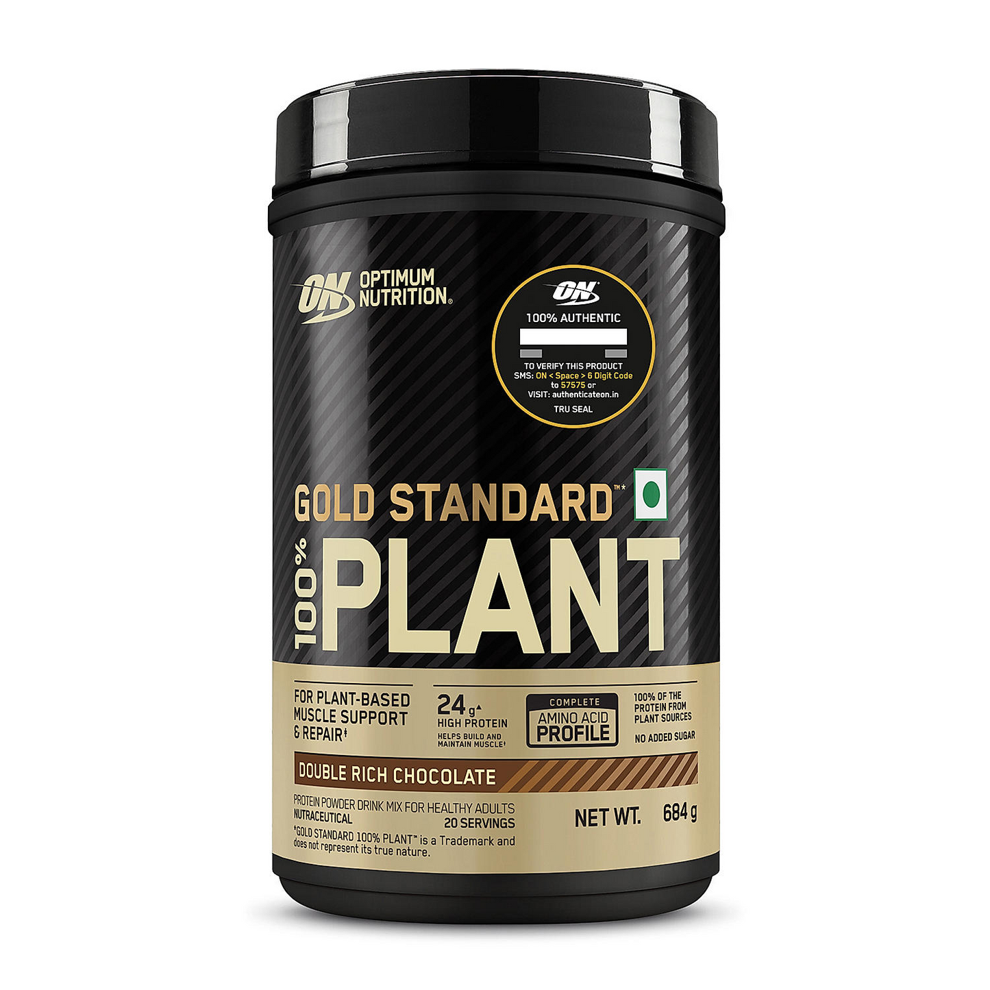 Optimum Nutrition (ON) Gold Standard 100% Plant Protein - 20 Serve, 684 g (Double Rich Chocolate), Vegan, Complete Amino Acid Profile, Zero Added Sugars, Gluten-Free.