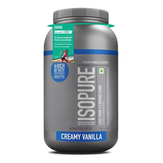 Isopure Whey Protein Isolate Powder with Vitamins for Immune Support - 2 kg (Creamy Vanilla)