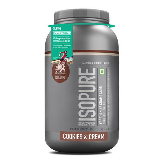 Isopure Whey Protein Isolate Powder with Vitamins for Immune Support - 2 kg (Cookies & Cream)