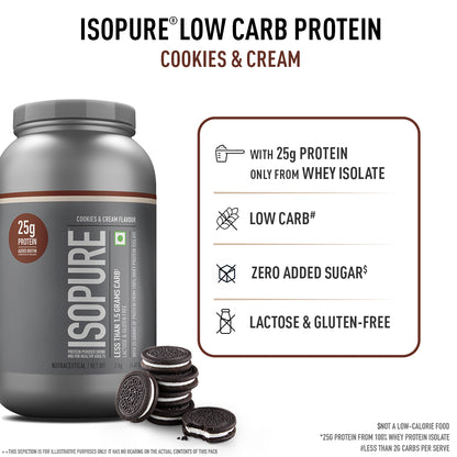 Isopure Whey Protein Isolate Powder with Vitamins for Immune Support - 2 kg (Cookies & Cream)