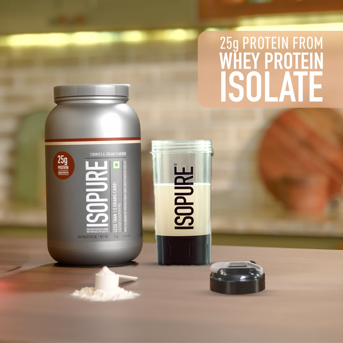 Isopure Whey Protein Isolate Powder with Vitamins for Immune Support - 2 kg (Cookies & Cream)