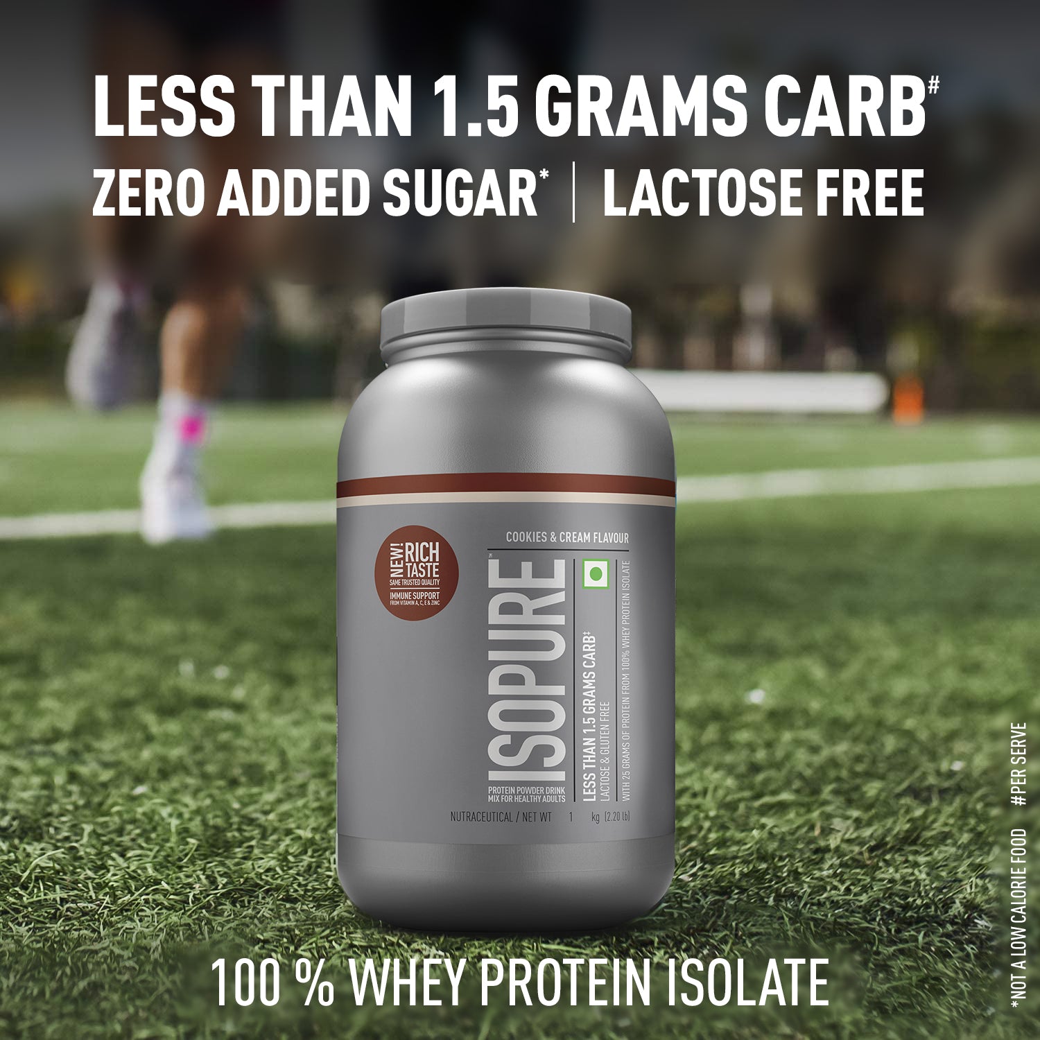 Isopure Whey Protein Isolate Powder with Vitamins for Immune Support - 2 kg (Cookies & Cream)