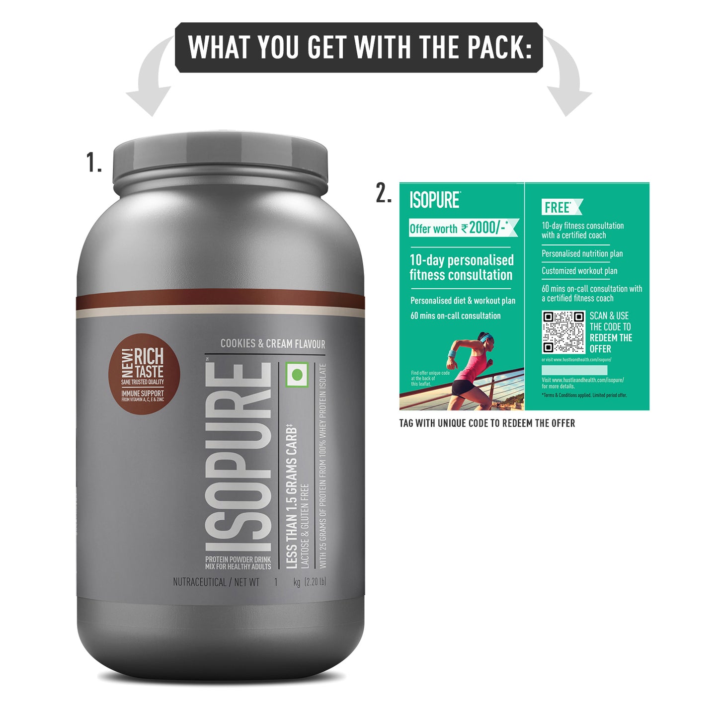 Isopure Cookies & Cream - 1kg / 2.2lb (Low Carb, Lactose-Free, Zero Added Sugar)