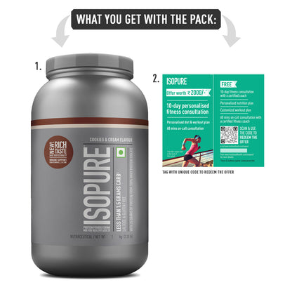 Isopure Cookies & Cream - 1kg / 2.2lb (Low Carb, Lactose-Free, Zero Added Sugar)