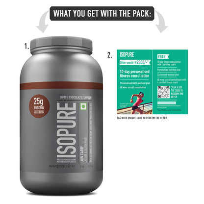 Isopure Low Carb Whey Protein Isolate Powder | Cookies & Cream | 1 Kg + Isopure 100% Creatine Monohydrate