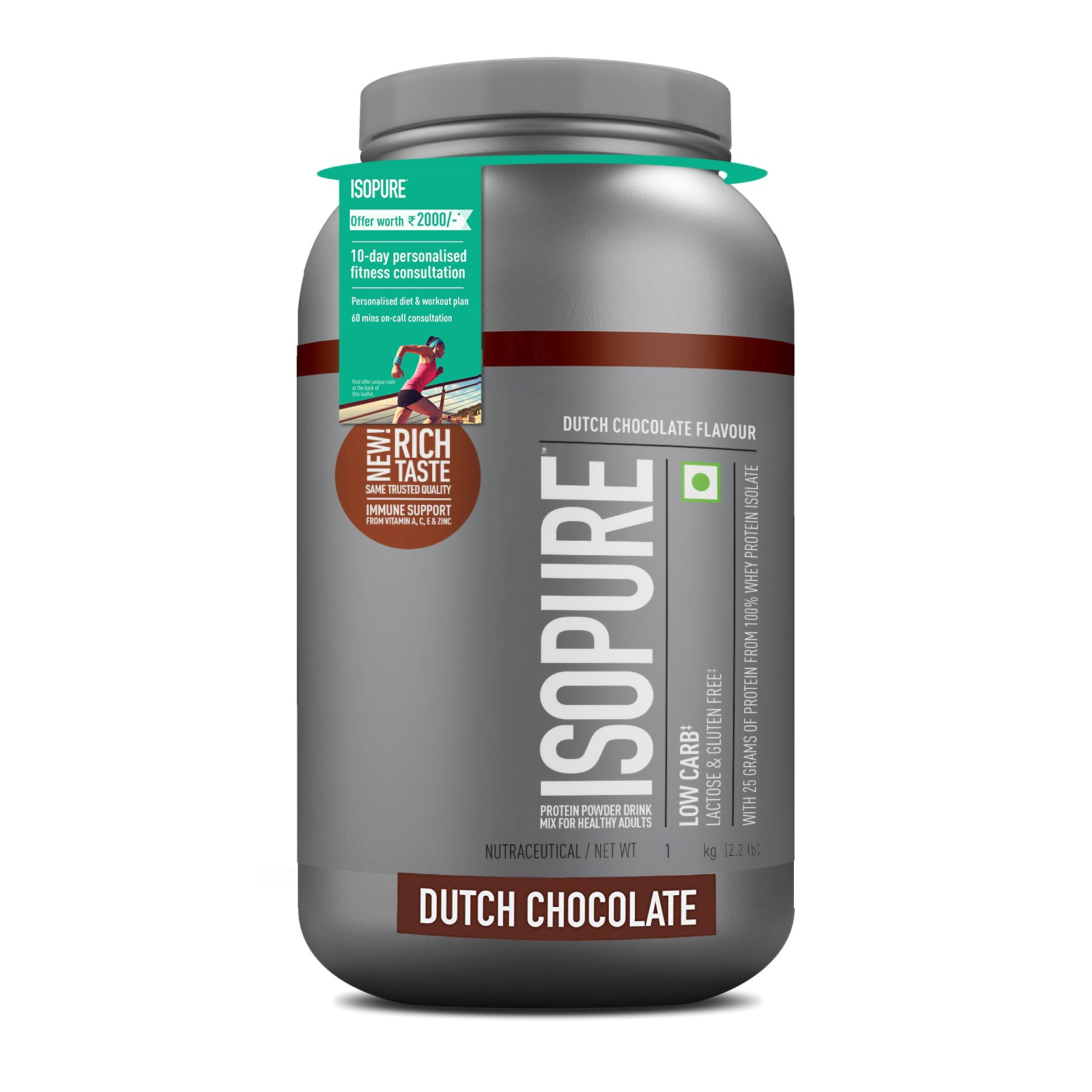 Isopure Low Carb Whey Protein Isolate Powder | Dutch Chocolate | 1 Kg