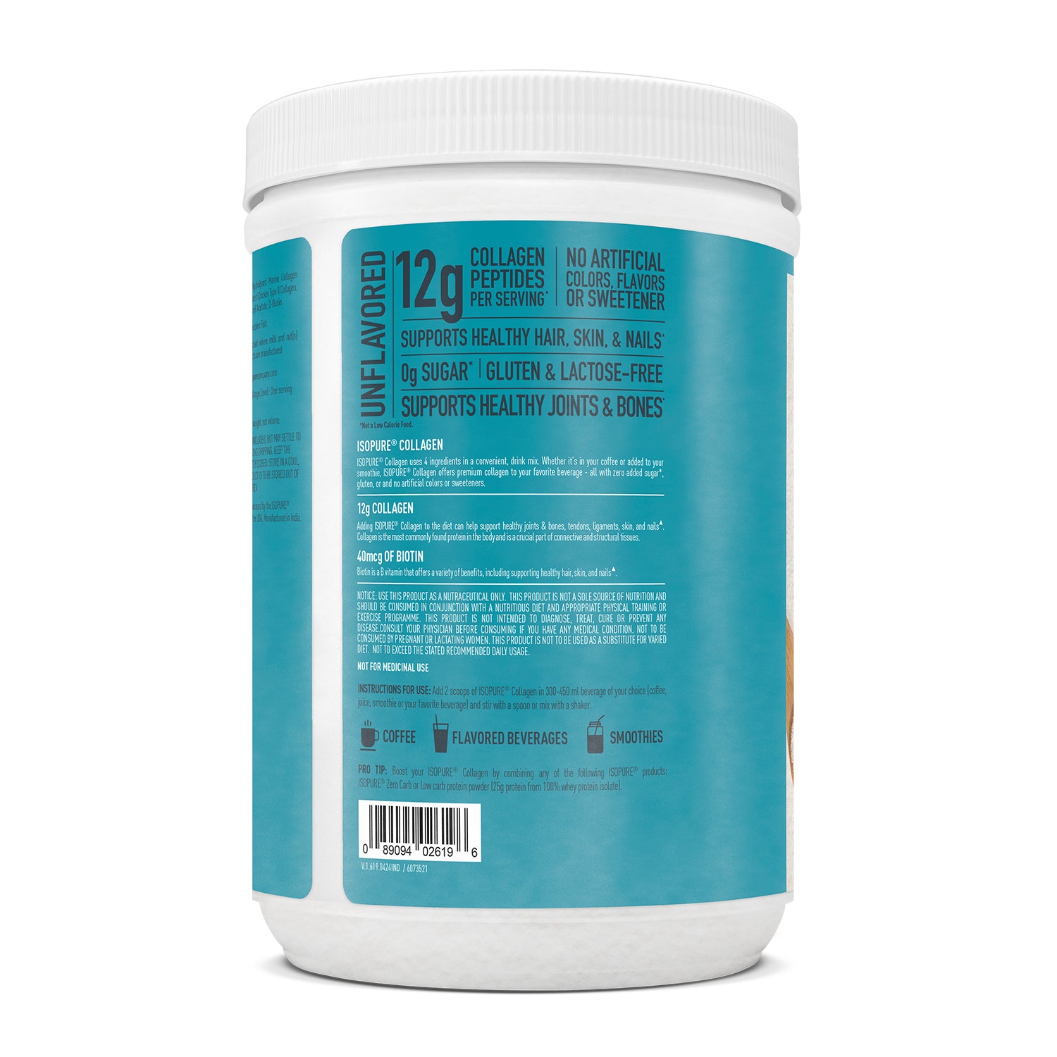 Isopure Unflavored + Isopure Collagen Peptides (12g/serve) with Biotin & Vitamin E- 250g (Unflavored)