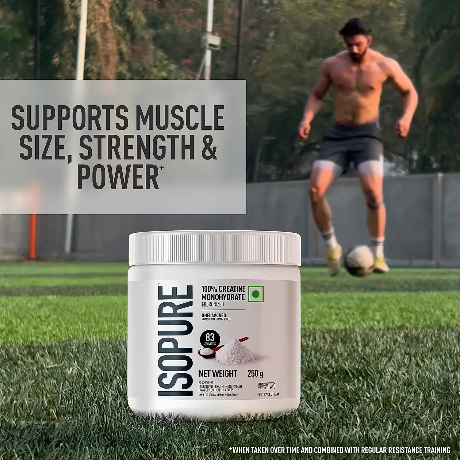 Isopure 100% Creatine Monohydrate Micronized, 250g- 83 servings, Increase Lean Muscle Mass, Enhances Muscular Endurance