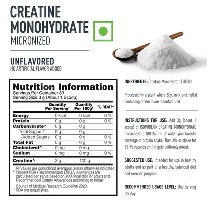 Isopure Unflavored 1 kg + Isopure 100% Creatine Monohydrate Micronized, 250g- 83 servings + FREE Isopure Shaker