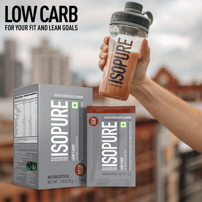 Isopure Low Carb Dutch Chocolate Whey Isolate Protein Powder- Pack of 5 single serve sachets