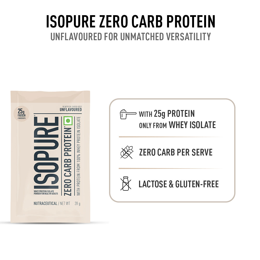 Isopure Zero Carb Unflavored Whey Isolate Protein Powder- Pack of 5 single serve sachets
