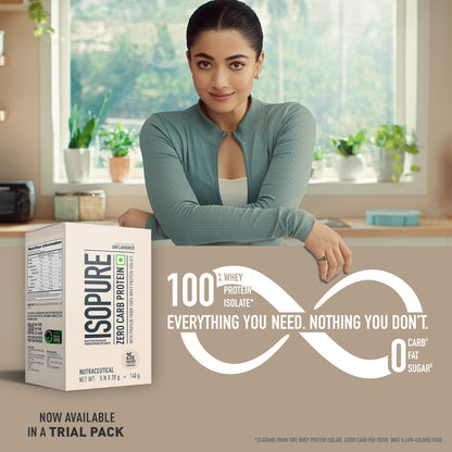 Isopure Zero Carb Unflavored Whey Isolate Protein Powder- Pack of 5 single serve sachets