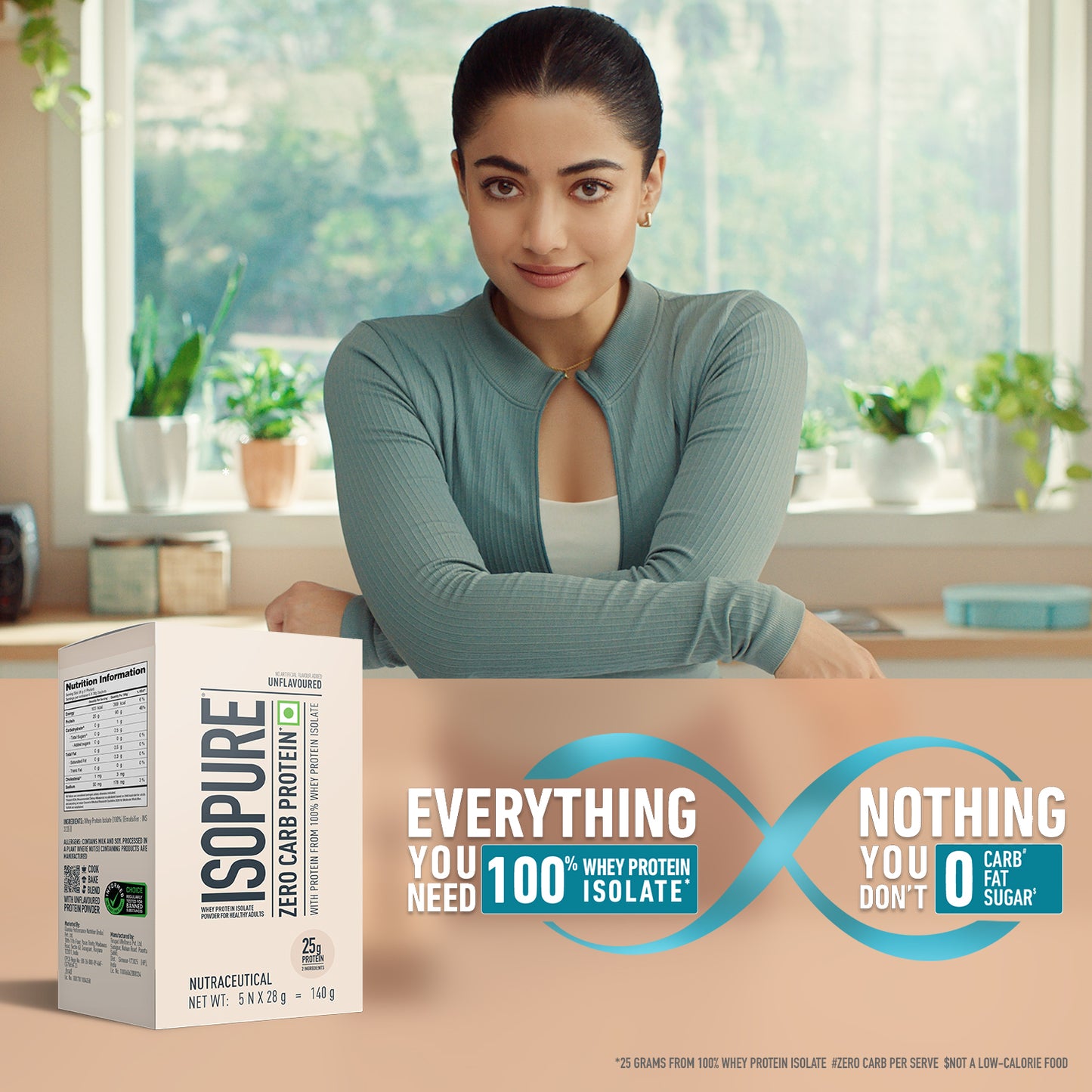 Isopure Zero Carb Unflavored Whey Isolate Protein Powder- Pack of 5 single serve sachets