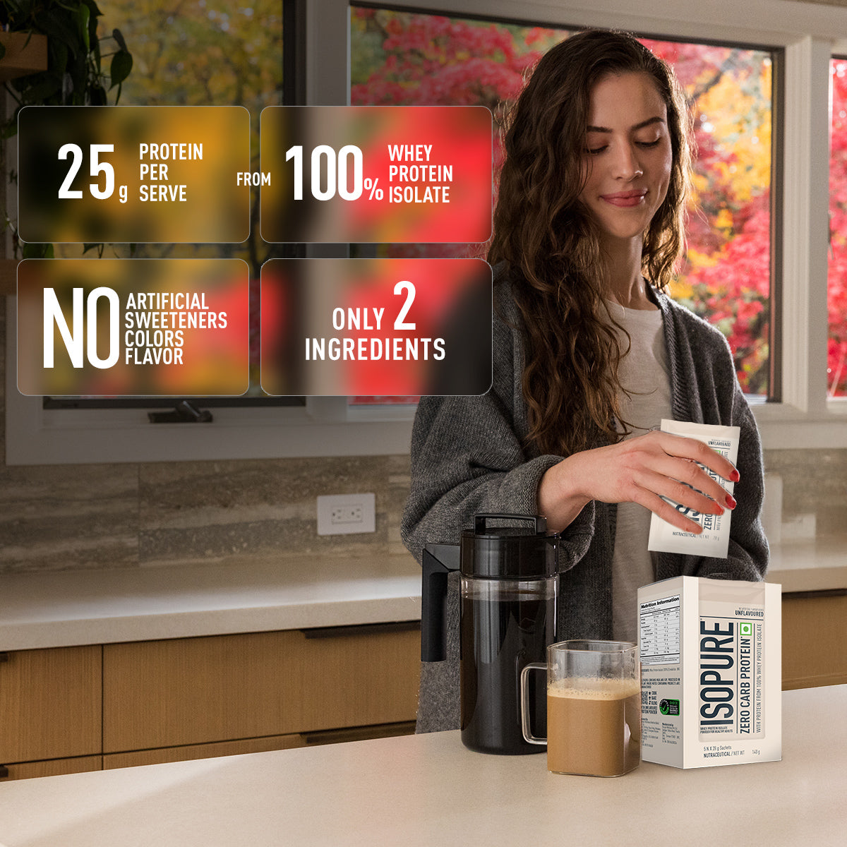 Isopure Zero Carb Unflavored Whey Isolate Protein Powder- Pack of 5 single serve sachets