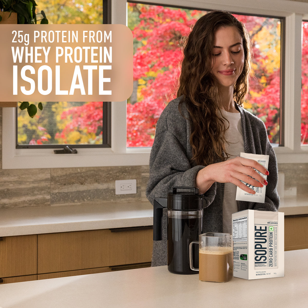 Isopure Zero Carb Unflavored Whey Isolate Protein Powder- Pack of 5 single serve sachets