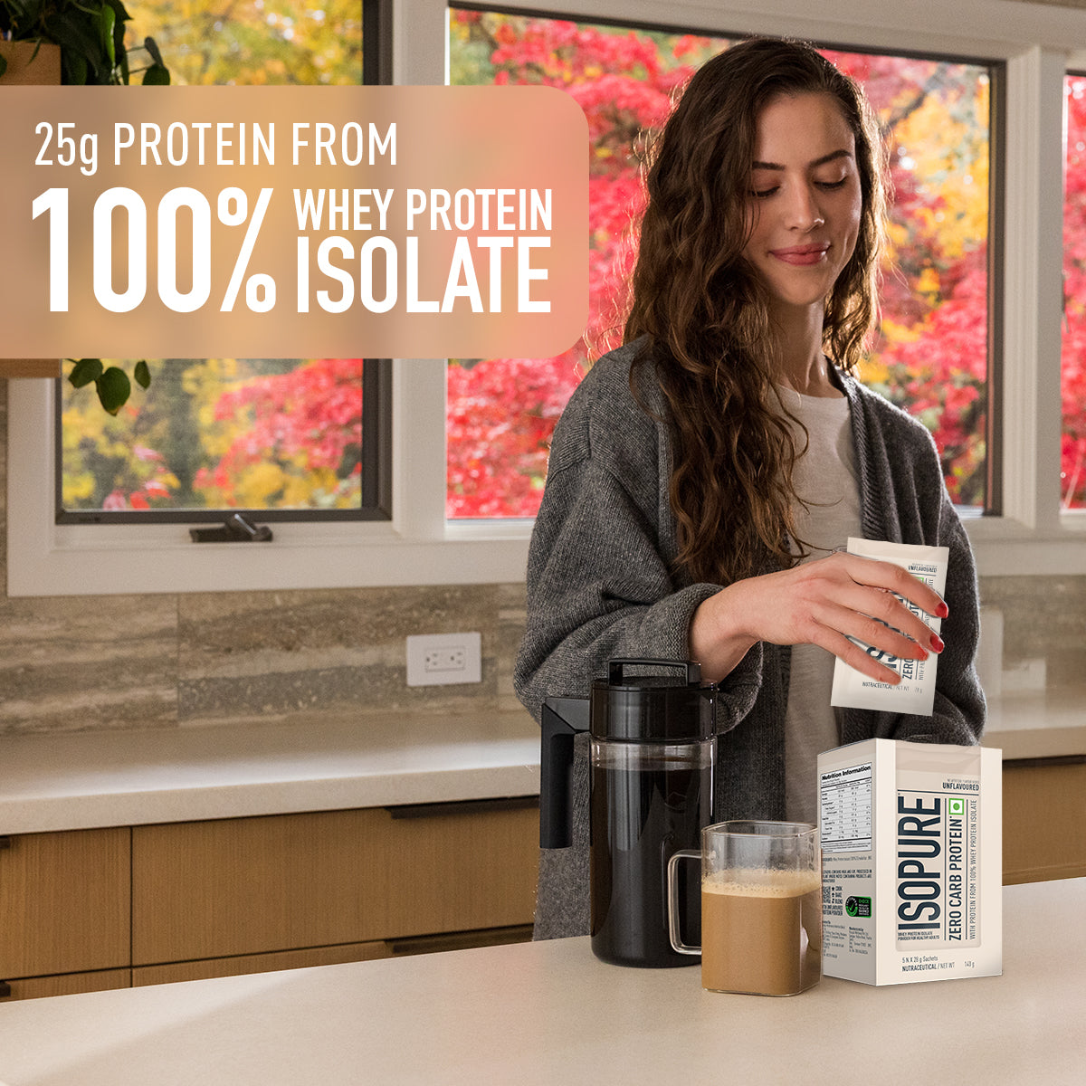 Isopure Zero Carb Unflavored Whey Isolate Protein Powder- Pack of 5 single serve sachets