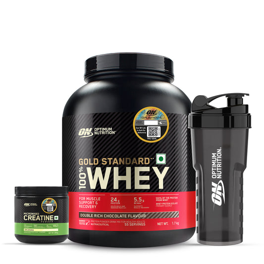 Gold Standard 100% Whey | 1.7 kg | Double Rich Chocolate + Creatine 250 g + FREE Optimum Nutrition Shaker