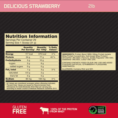 Gold Standard 100% Whey Protein Powder | Delicious Strawberry | 2 lbs