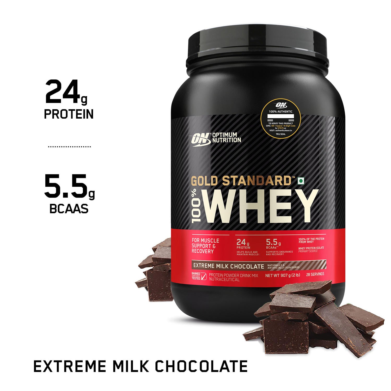 Gold Standard 100% Whey Protein Powder | Extreme Milk Chocolate | 2 lbs