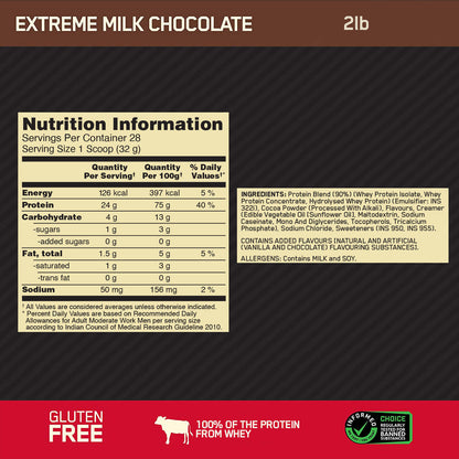 Gold Standard 100% Whey Protein Powder | Extreme Milk Chocolate | 2 lbs