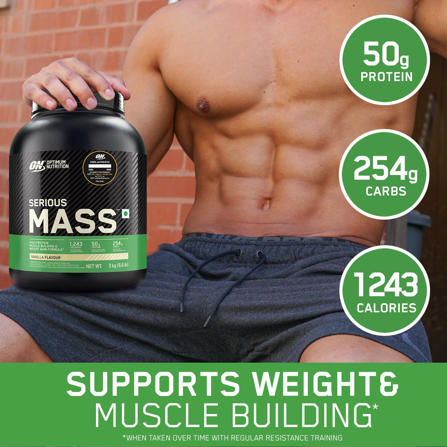 Serious Mass Weight Gainer - Vanilla flavour - 3KG