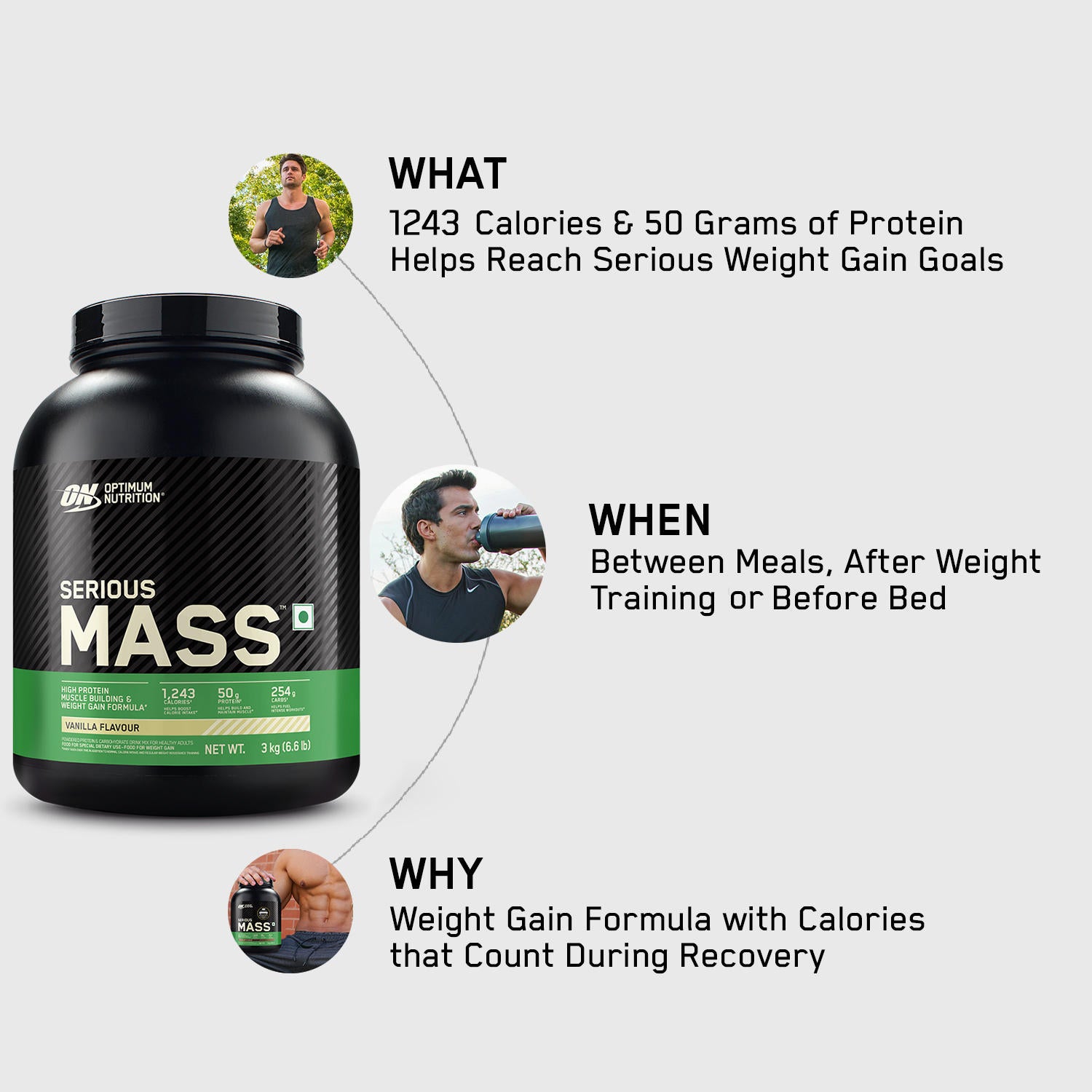 Serious Mass Weight Gainer - Vanilla flavour - 3KG