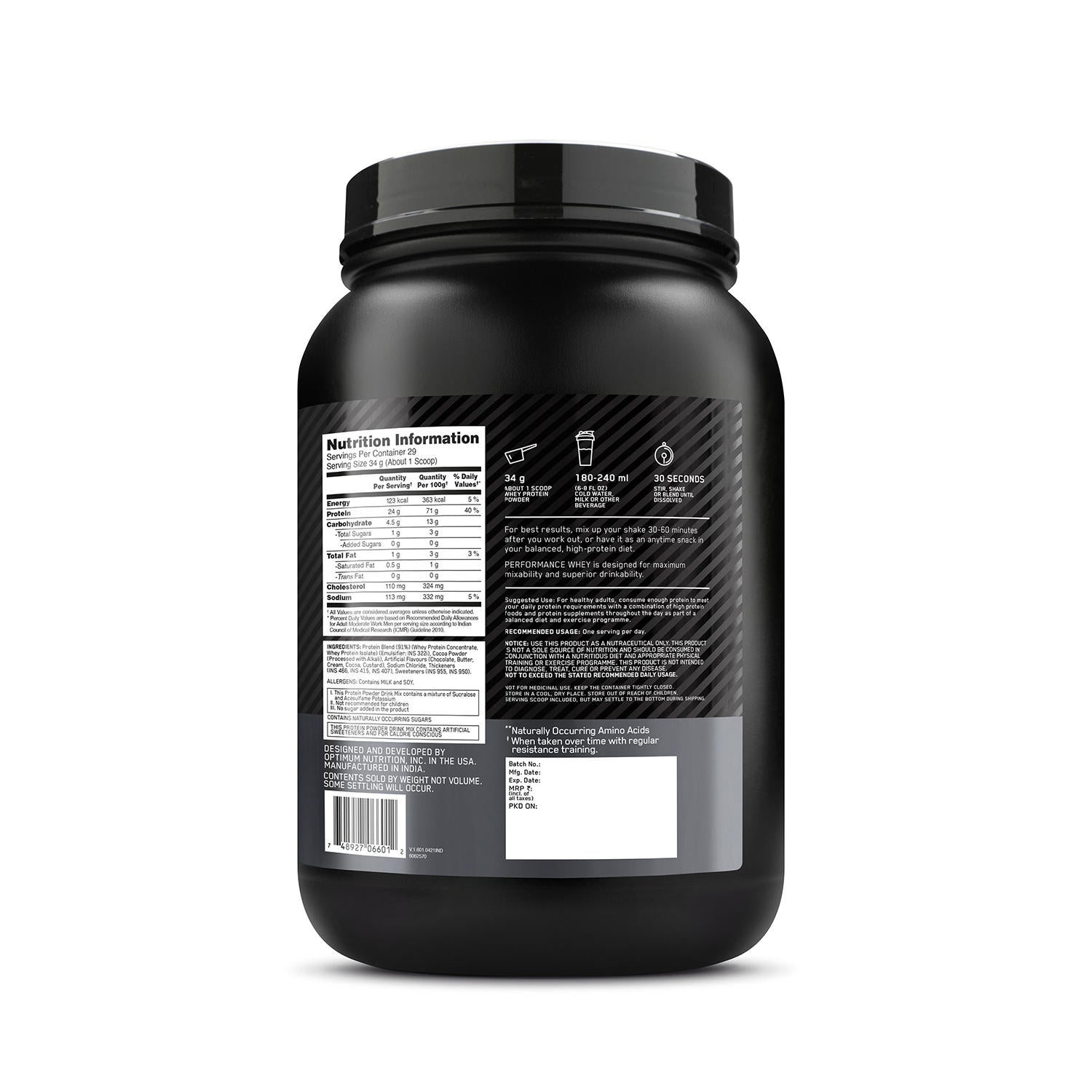 Performance Whey Protein | 1 kg (2.2 lbs) | Chocolate + Multivitamin for MEN- 60 Tablets