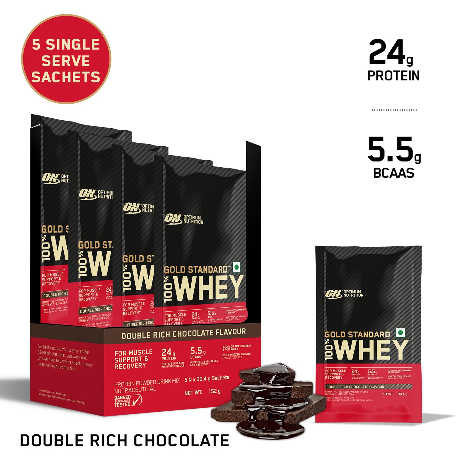 Gold Standard 100% Whey Protein Powder | Double Rich Chocolate | 152 g