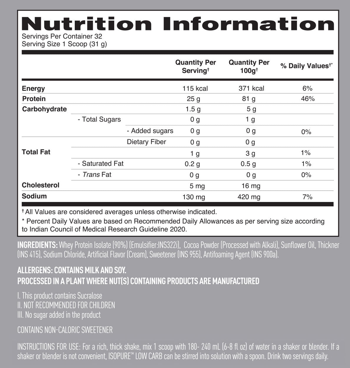 Isopure Dutch Chocolate 1kg + Isopure Creatine + FREE Isopure Shaker