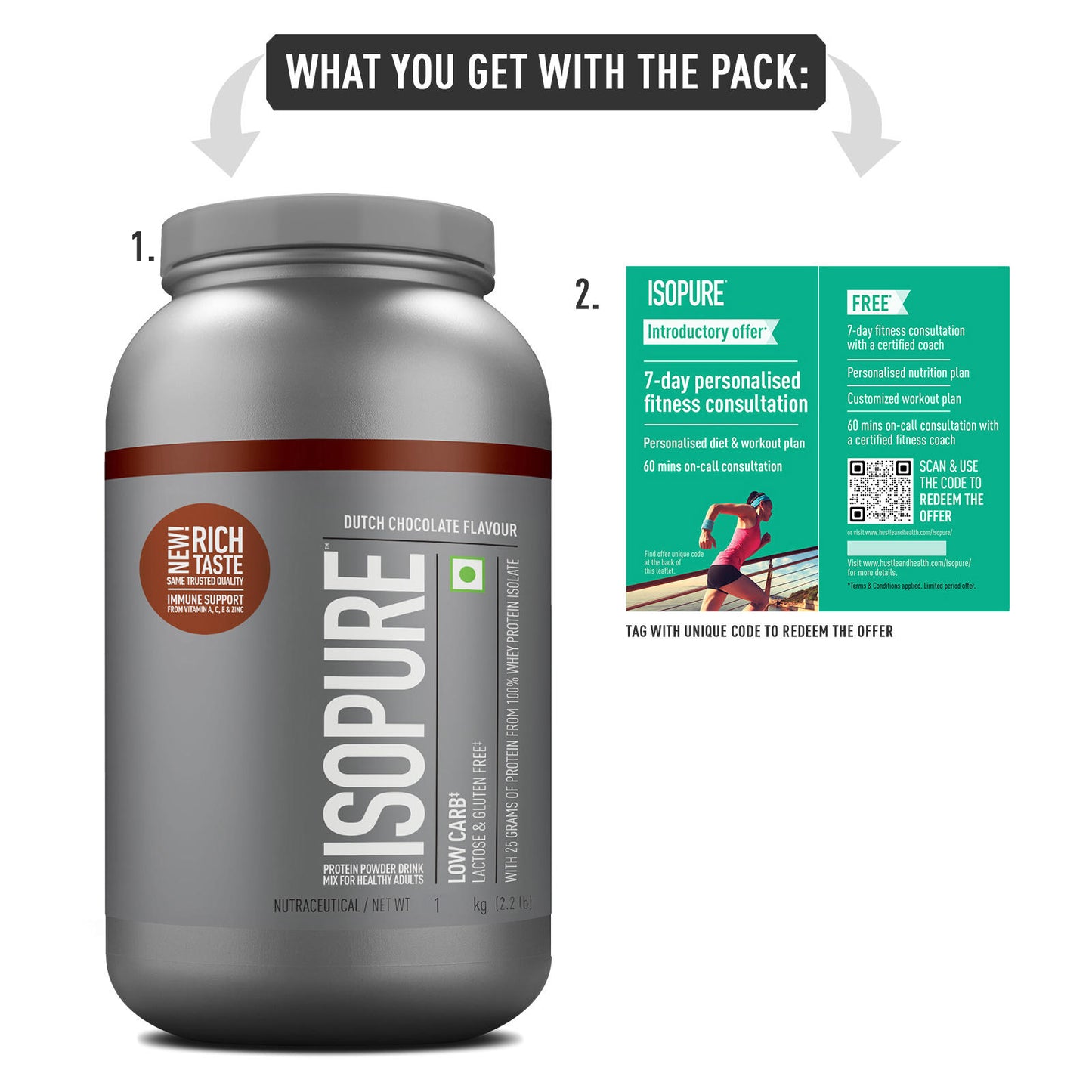 Isopure Low Carb Whey Protein Isolate Powder | Dutch Chocolate | 1 Kg + Optimum Nutrition (ON) Gold Standard Pre-Workout- 142.5g/15 single serve packs