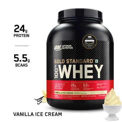 Gold Standard 100% Whey Protein Powder | Vanilla Ice Cream | 5 lbs