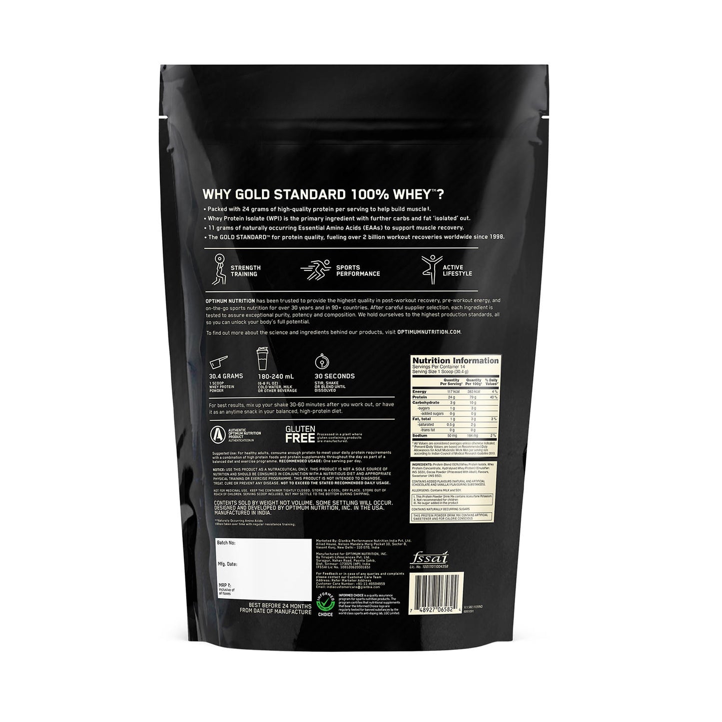 Gold Standard 100% Whey Protein Powder | Double Rich Chocolate | 1 lbs