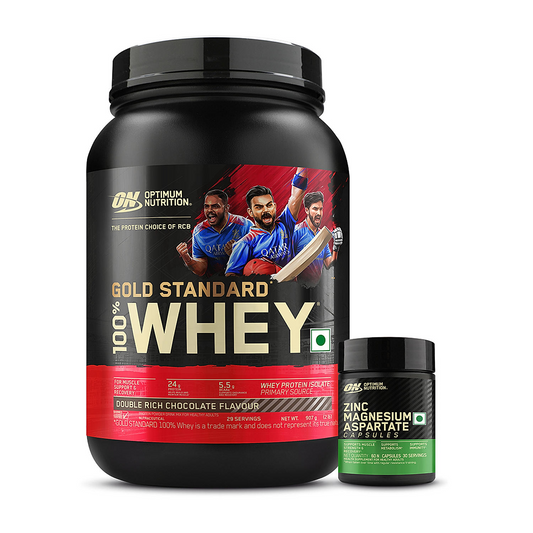 Gold Standard 100% Whey Protein Powder | Double Rich Chocolate | 2 lbs + Zinc Magnesium Aspartate (ZMA) - 60 Capsules + FREE Festive Shaker Gold Standard 100% Whey Protein Powder | Double Rich Chocolate | 2 lbs + Zinc Magnesium Aspartate (ZMA) - 60 Capsules + FREE Festive Shaker