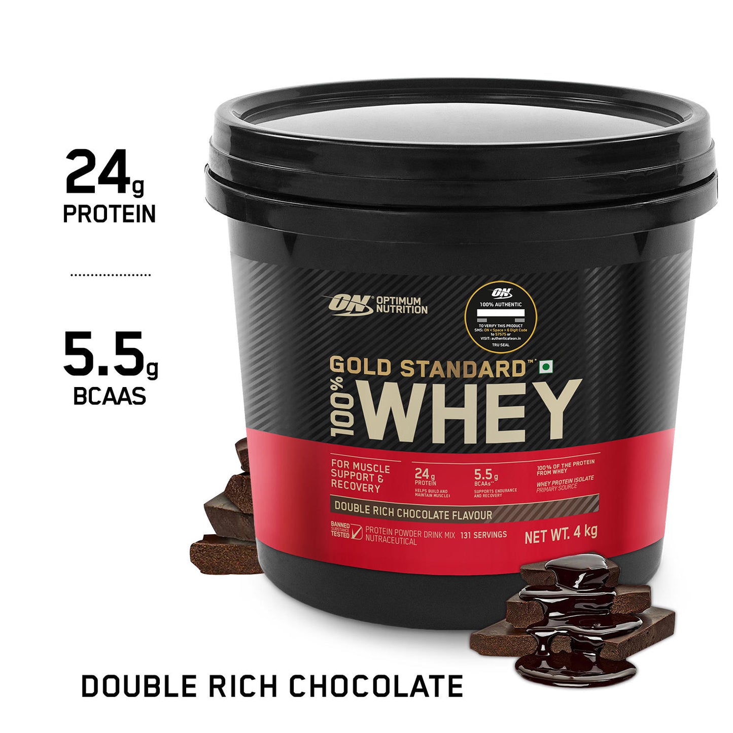 Gold Standard 100% Whey Protein Powder | Double Rich Chocolate | 4 kg