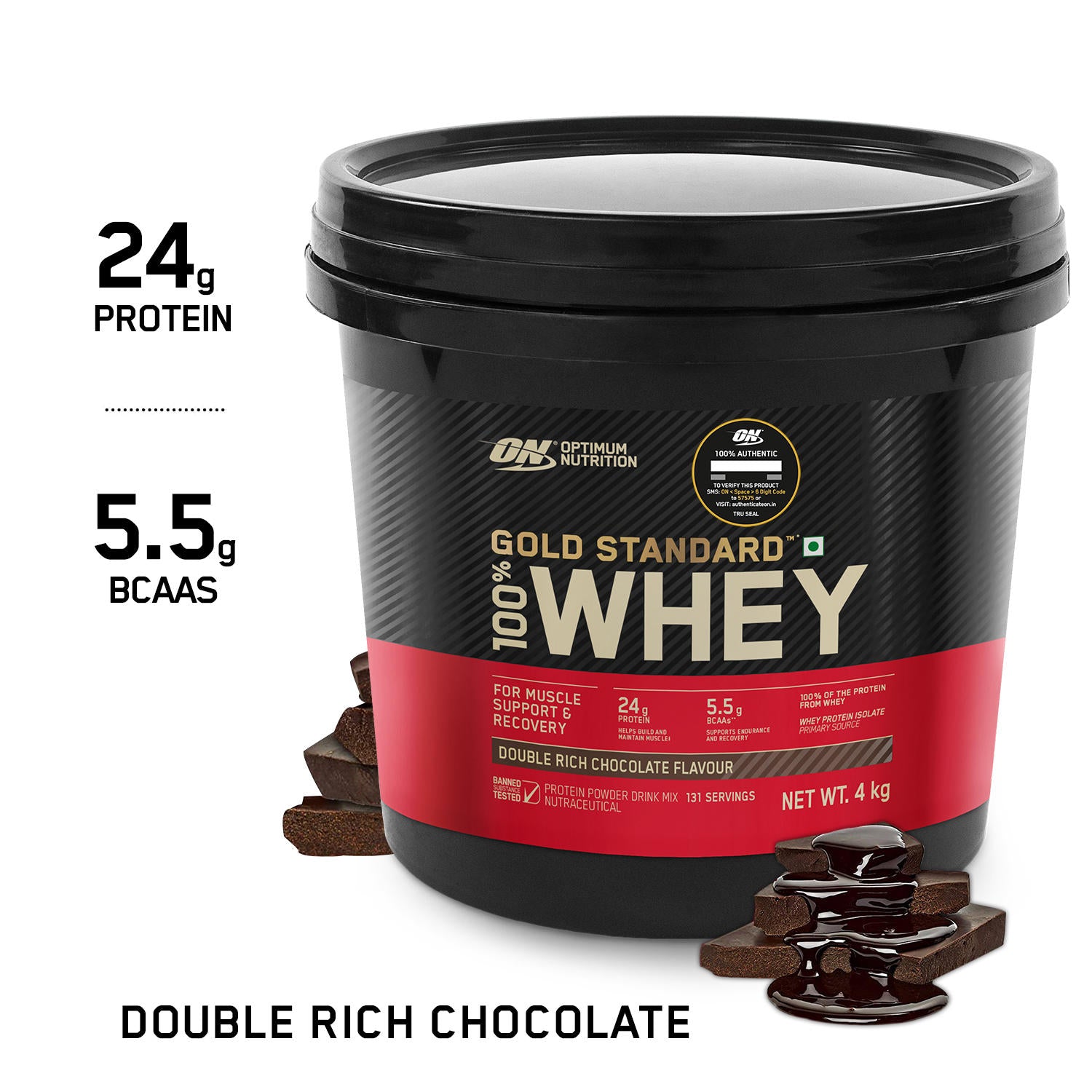 Gold Standard 100% Whey Protein Powder | Double Rich Chocolate | 4 kg