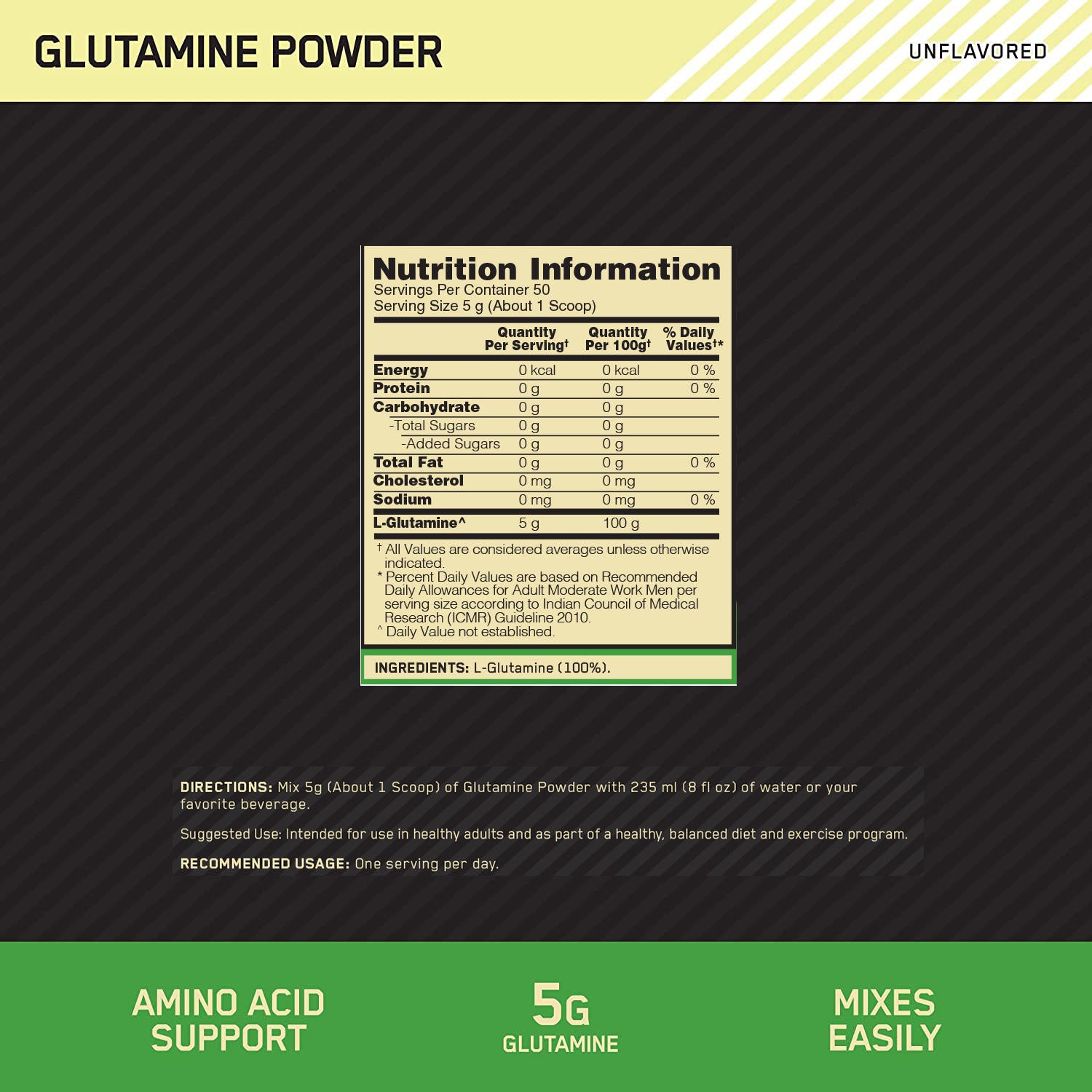 Glutamine Powder | Unflavoured | 250 g