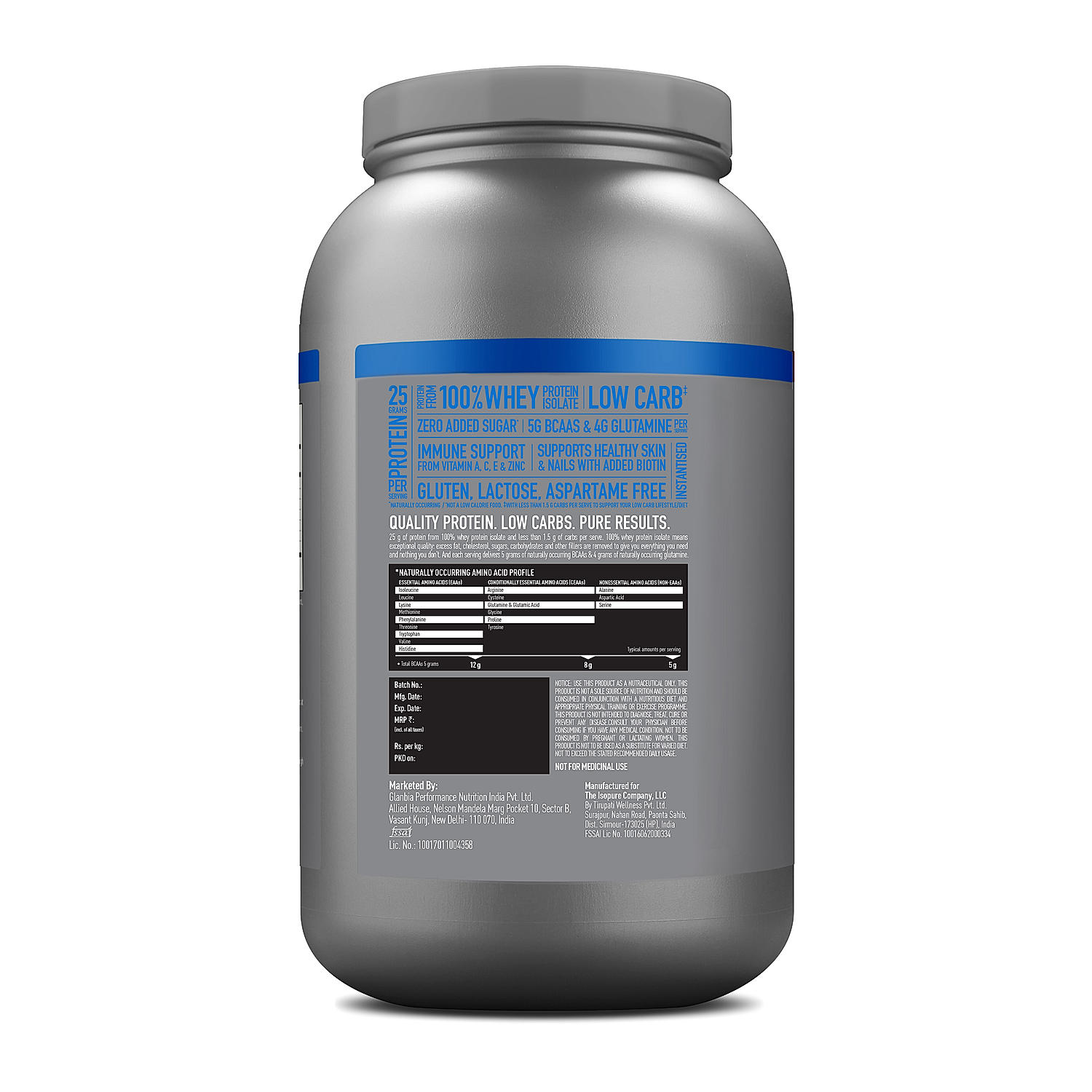 Isopure 2 kg Creamy Vanilla + Isopure 100% Creatine Monohydrate Micronized, 250g