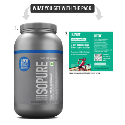 Isopure Whey Protein Isolate Powder with Vitamins for Immune Support - 2 kg (Creamy Vanilla)