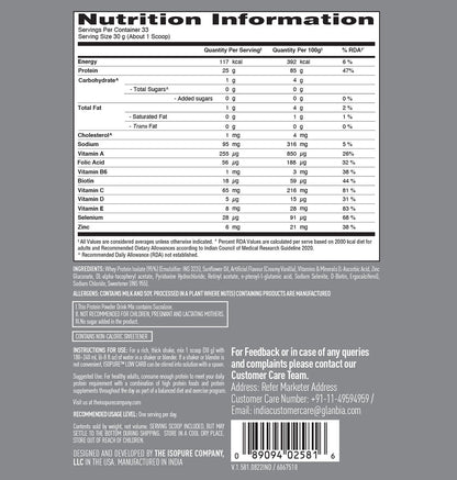 Isopure Whey Protein Isolate Powder with Vitamins for Immune Support |Creamy Vanilla | 1 Kg