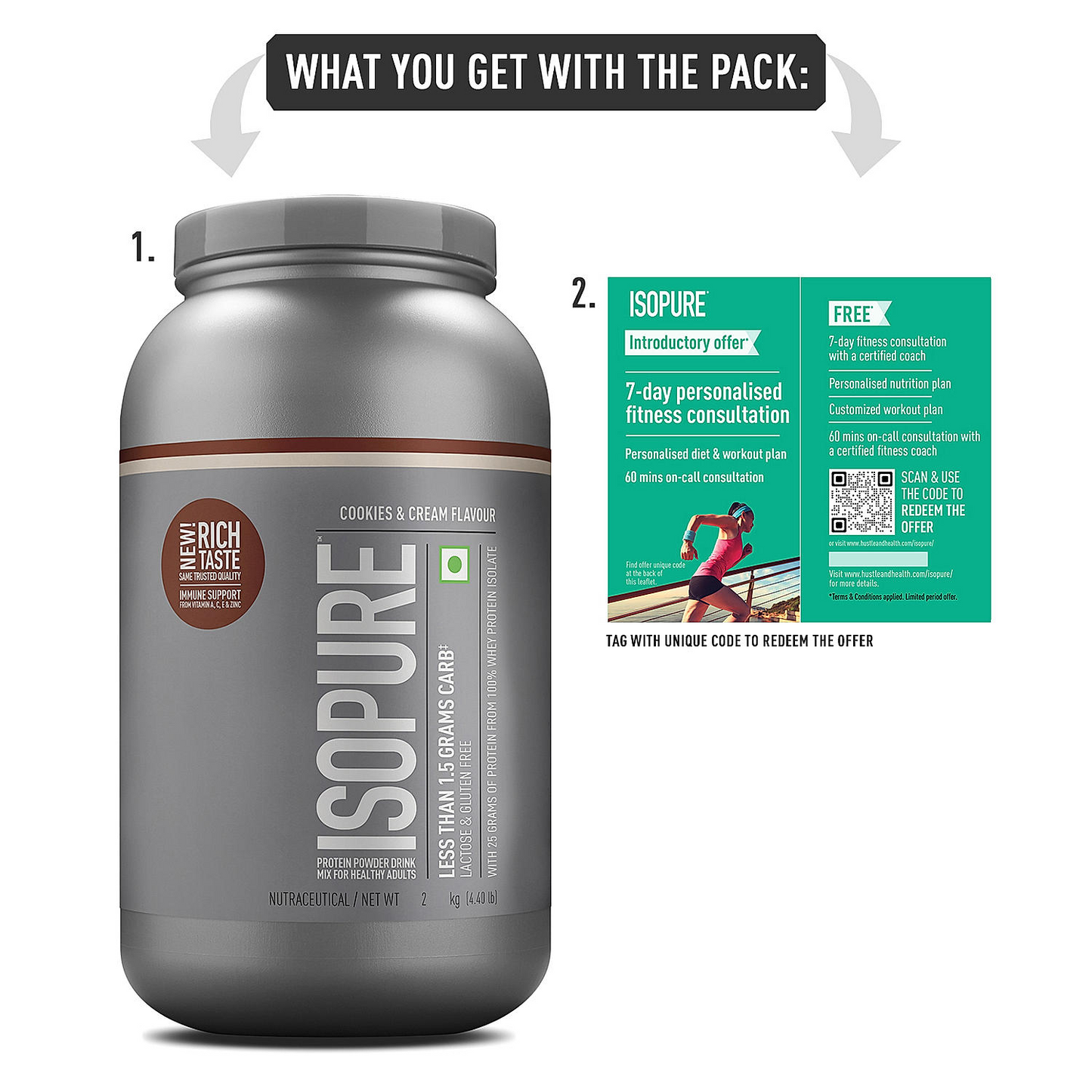 Isopure 2 kg Cookies & Cream + Isopure 100% Creatine Monohydrate Micronized, 250g