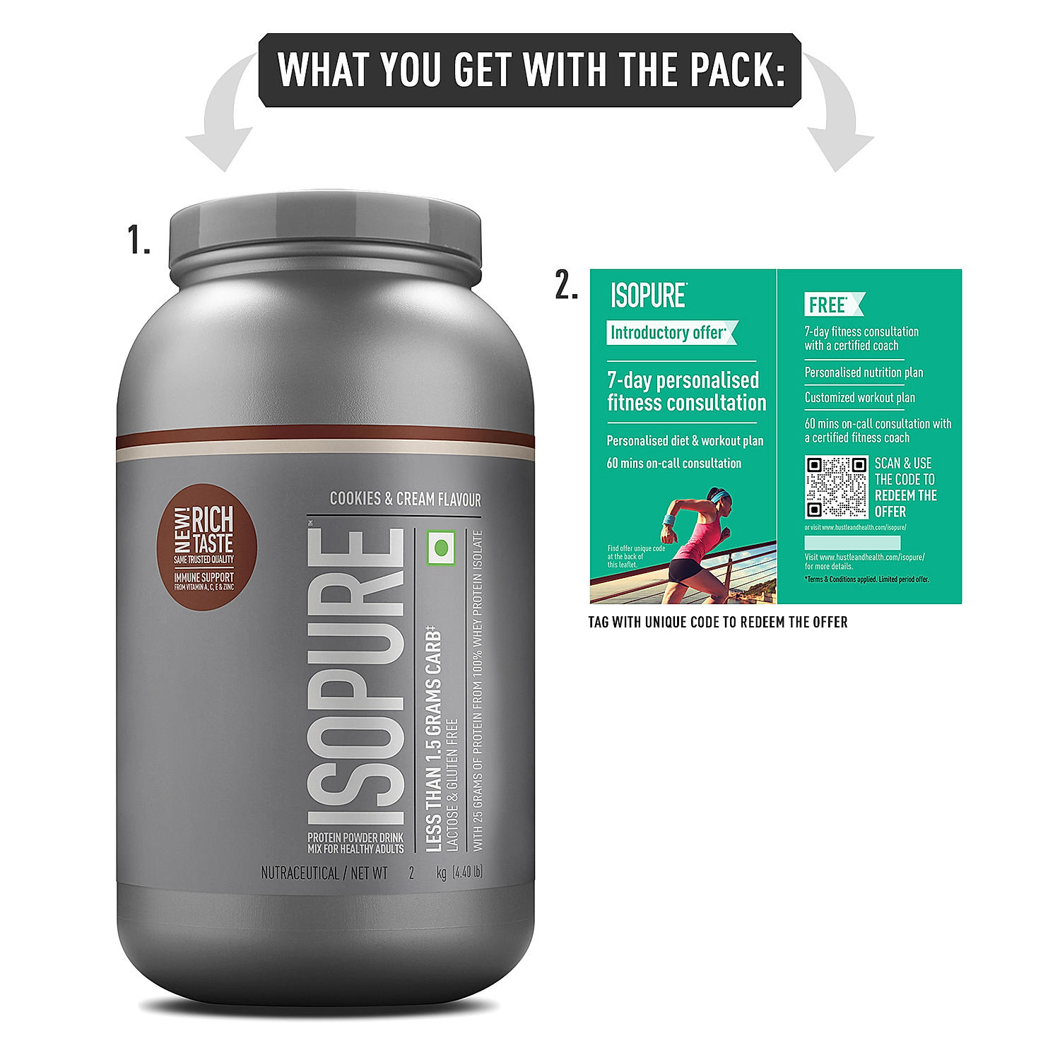Isopure 2 kg Cookies & Cream + Isopure 100% Creatine Monohydrate Micronized, 250g