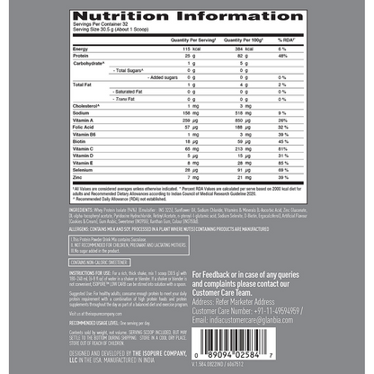 Isopure Cookies & Cream - 1kg / 2.2lb (Low Carb, Lactose-Free, Zero Added Sugar)