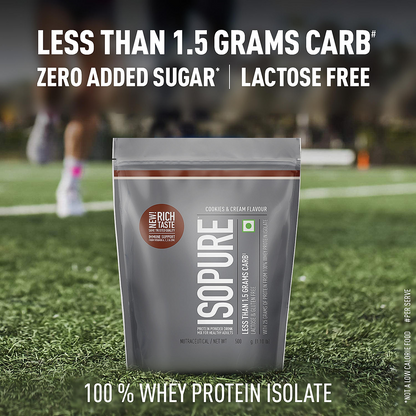 Isopure Cookies & Cream - 500g / 1.1lb (Low Carb, Lactose-Free, Zero Added Sugar)