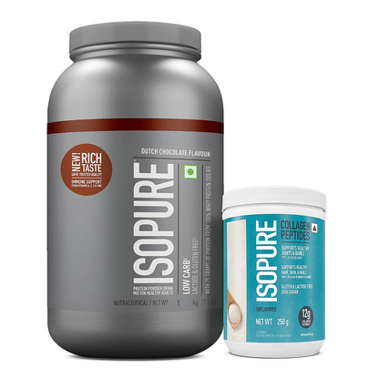 BeautyPro (Chocolate) - Isopure Dutch Chocolate 1 kg + Isopure Collagen Peptides + FREE Isopure Shaker